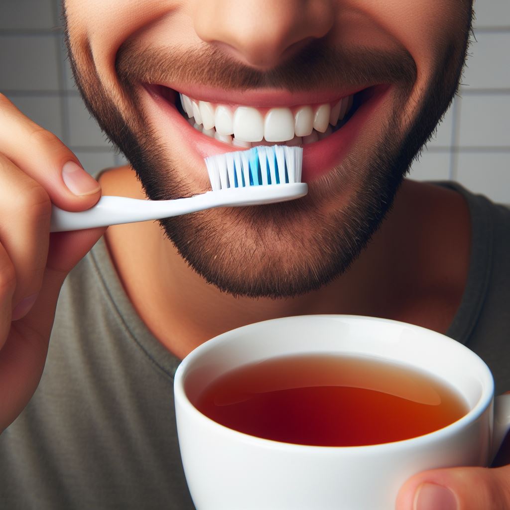 drinking tea after brushing teeth