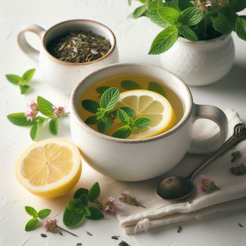 yerba mate tea with lemon verbena leaves inside